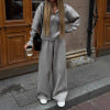 Long sleeved zipper sweater cardigan long pants sports two-piece set casual cardigan set for women