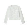 Round neck long sleeved pocket baseball jacket for women